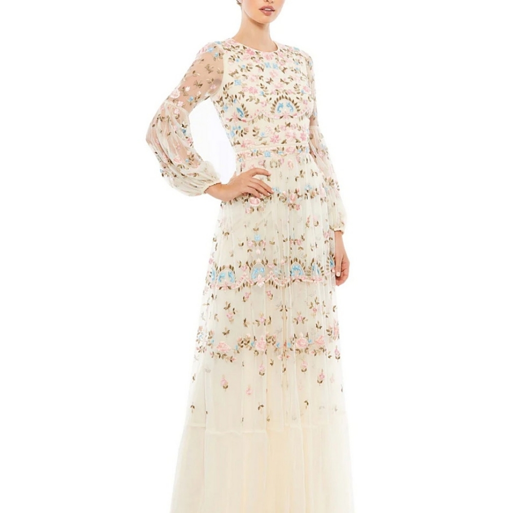MAC DUGGAL EMBROIDERED BLOUSON SLEEVE GOWN size 12 - Picture 2 of 9